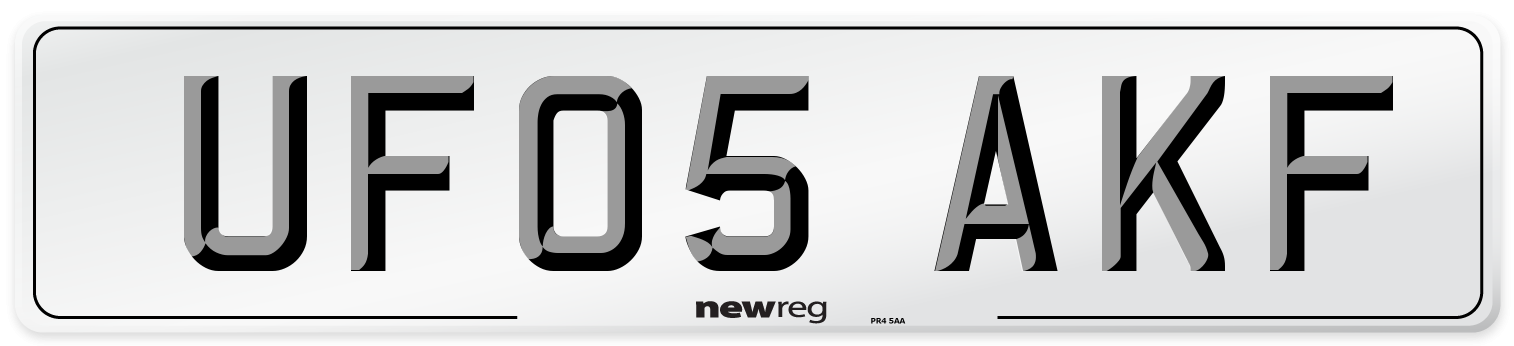 UF05 AKF Number Plate from New Reg
